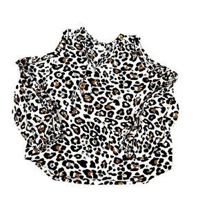 Cooper & Ella Leopard Print Cold Shoulder Blouse Size Large